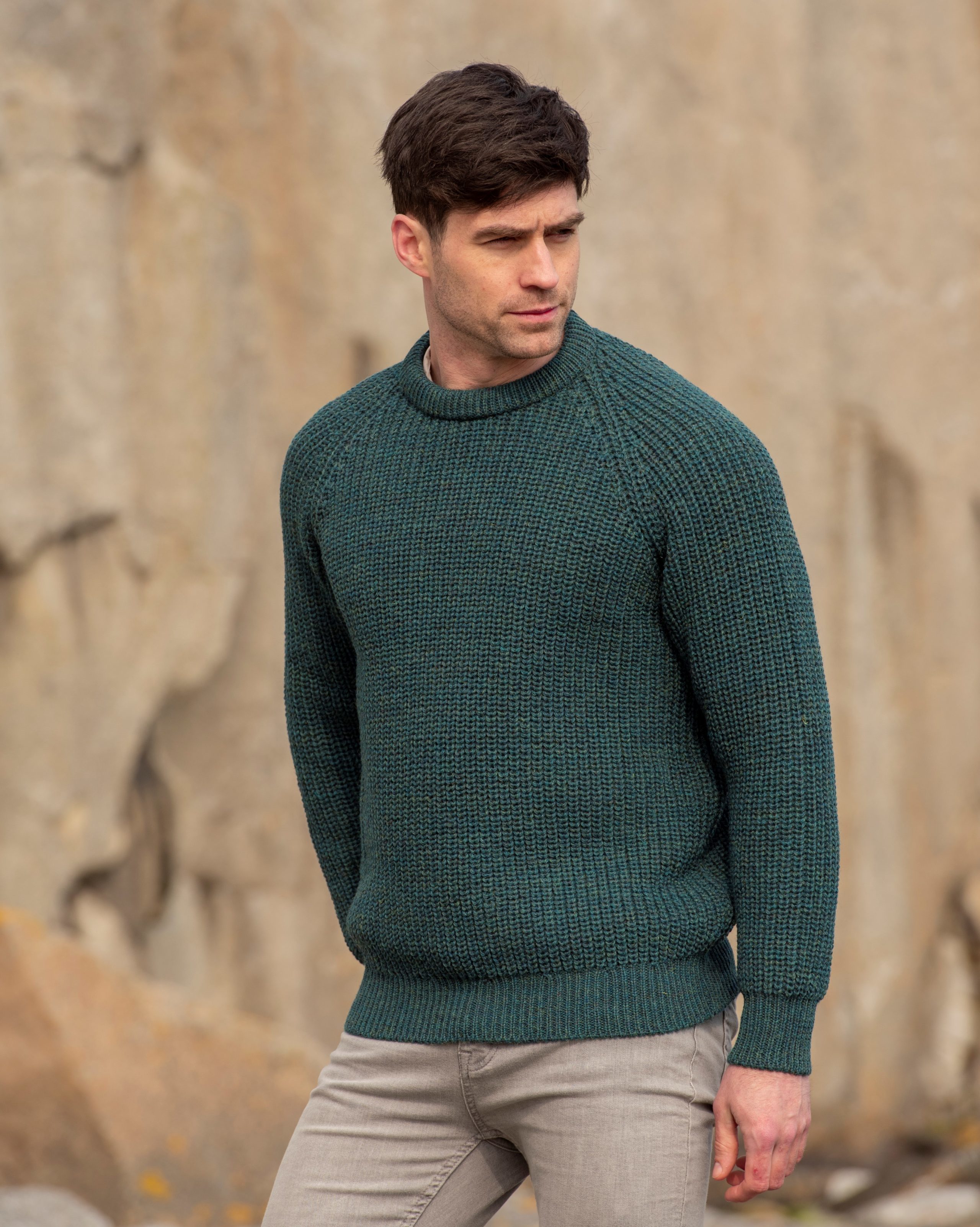 Aran Traditional 100 Merino Wool Sweater Cable Knit Ireland Jumper 