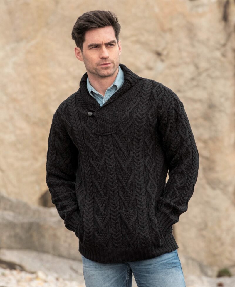 men's Irish wool sweaters shawl collar sweater, SH4177