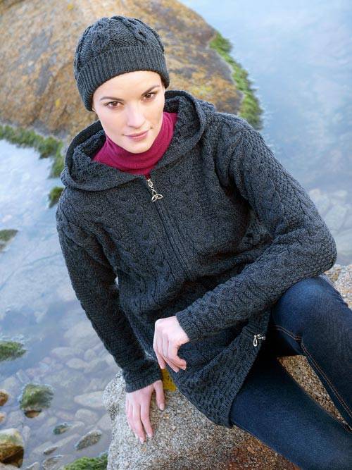 Sweater coat - Hooded Coat with Celtic knot zipper, HD 4025