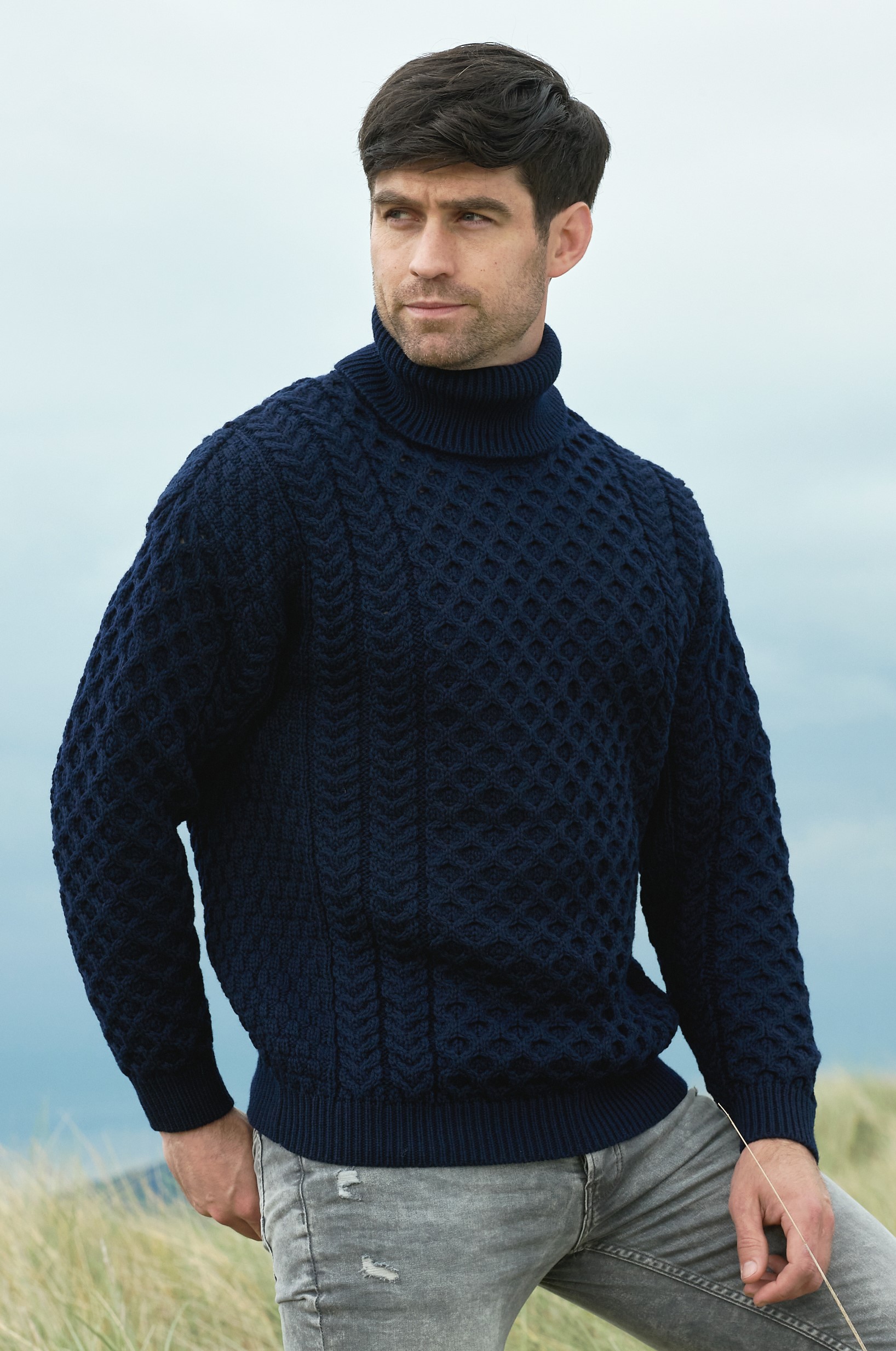 Hand knit irish fisherman turtleneck clearance sweaters