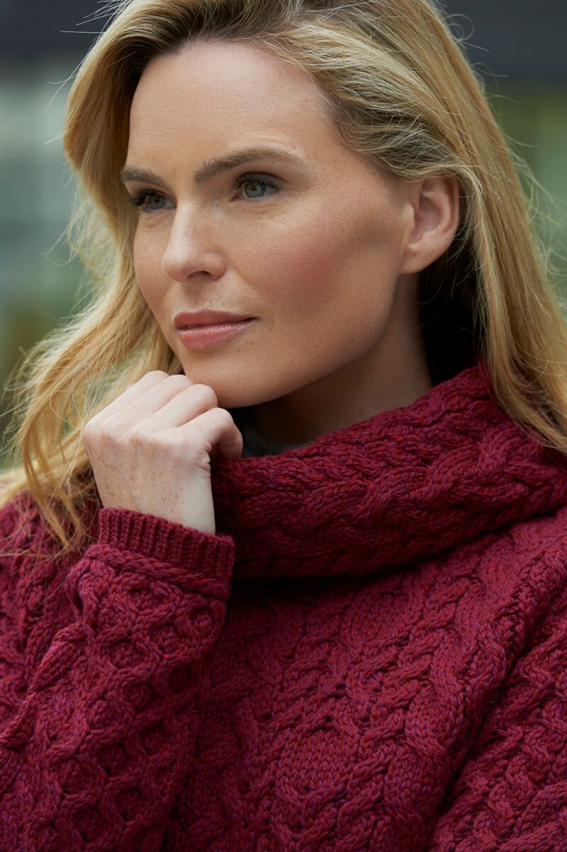 Irish Cowl Neck Sweater- Cable and 