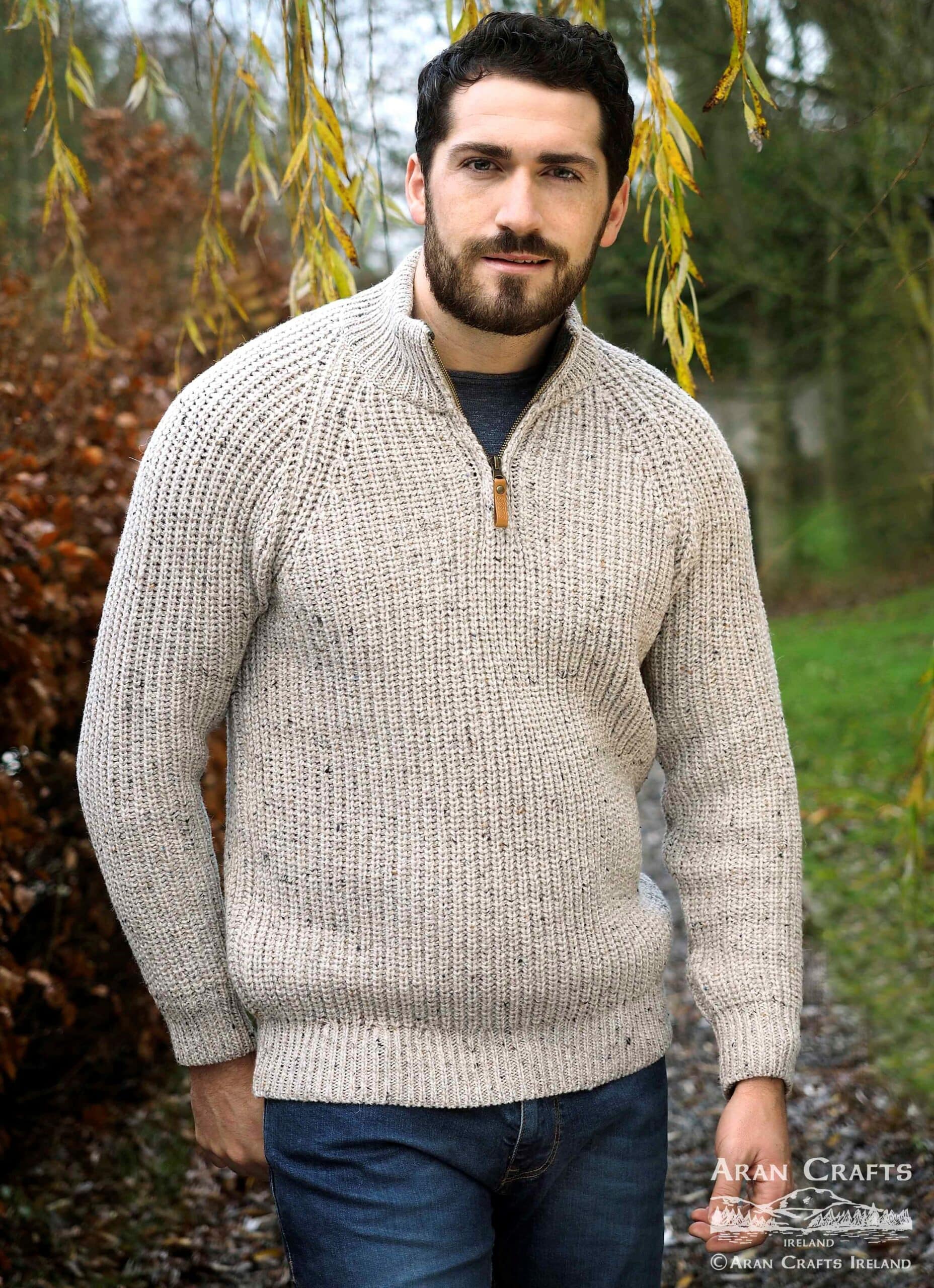 FISHERMANS RIB HALF ZIP SWEATER X761