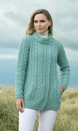 Ladies Irish Waterfall Cardigan Natural  Sweater Shop Womens Aran Fisherman  Sweaters » Banlieueweb