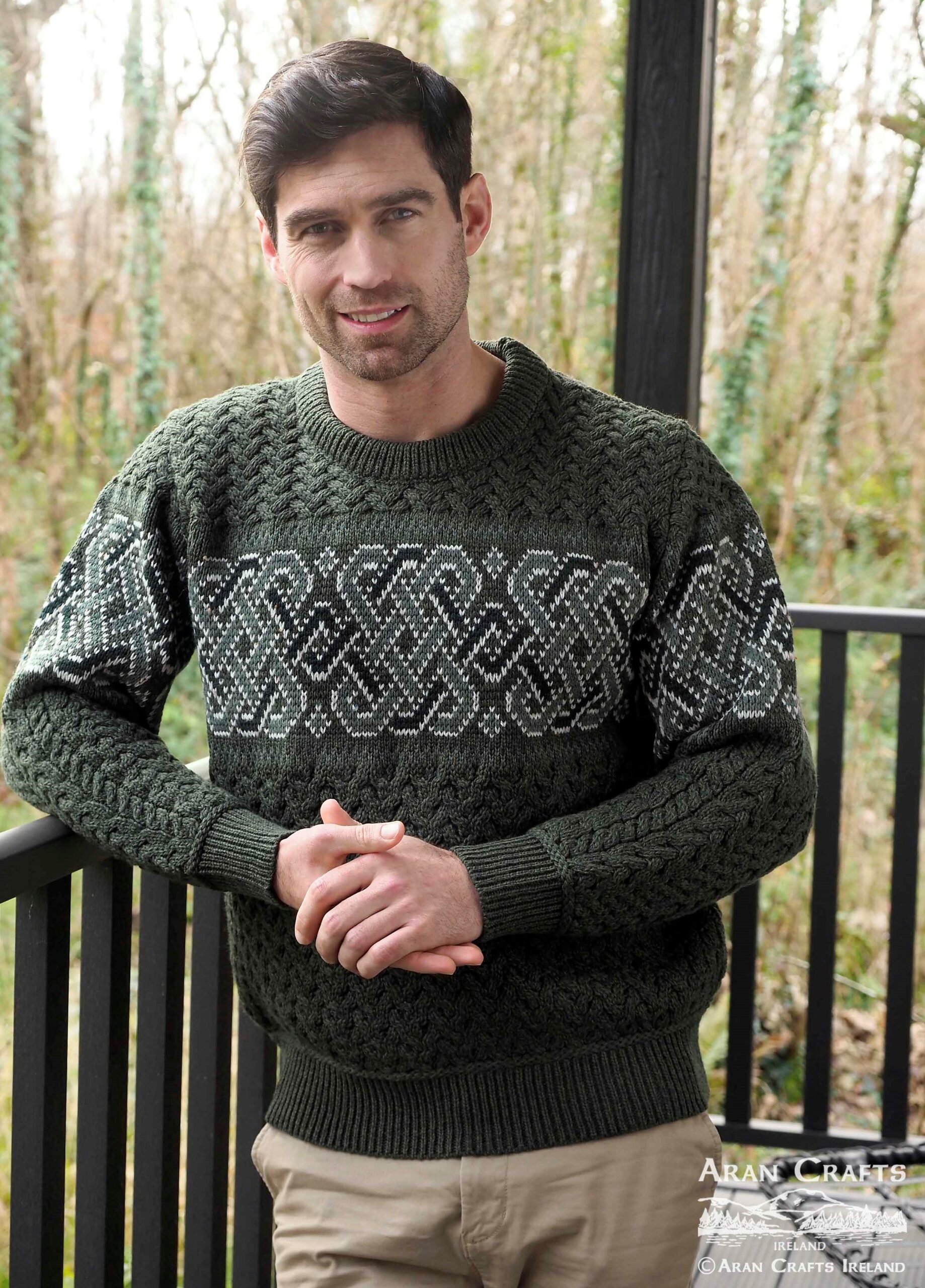 UNISEX CELTIC JACQUARD CREW NECK SWEATER: C5349 - Aran Crafts
