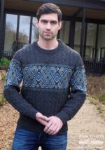 CELTIC JACQUARD CREW NECK SWEATER CHARCOAL C5349